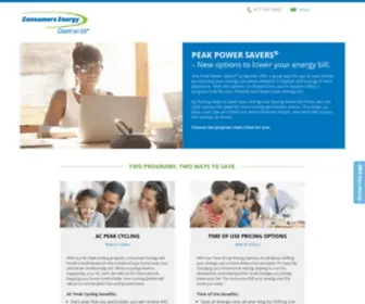 Peakpowersavers.com(Consumers Energy) Screenshot