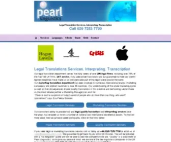 Pearllinguistics.com(Translation Services) Screenshot