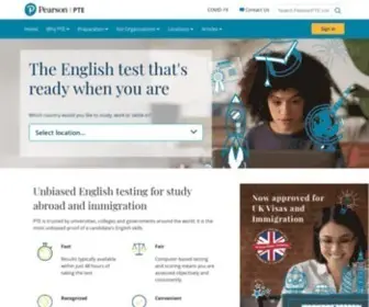 Pearsonpte.com(PTE English Language Tests) Screenshot
