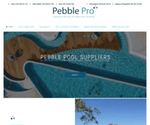 Pebble-Pro.com(European suppliers of Natural Pebble pool Interiors) Screenshot