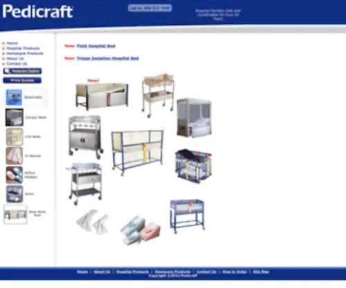 Pedicraft.com(Triage Isolation bed) Screenshot
