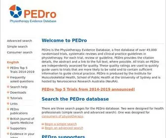Pedro.org.au(Free database of randomised (randomized) trials (RCTs)) Screenshot