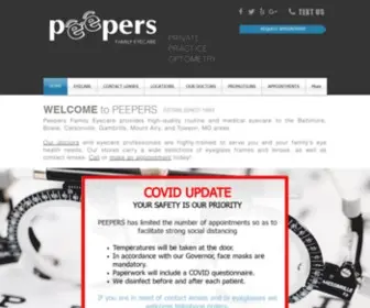 Peeperseye.com(Peepers Family Eyecare) Screenshot