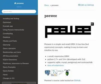 Peewee-ORM.com(Peewee 3.14.8 documentation) Screenshot