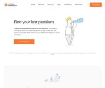 Pensiontracingservice.com(There's an estimated £20 Billion in lost pensions. The Pension Tracing Service ®) Screenshot