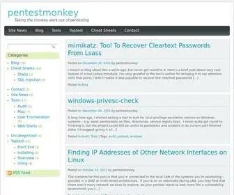 Pentestmonkey.net(Taking the monkey work out of pentesting) Screenshot