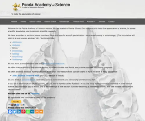 Peoriaacademyofscience.org(To foster the appreciation of science) Screenshot