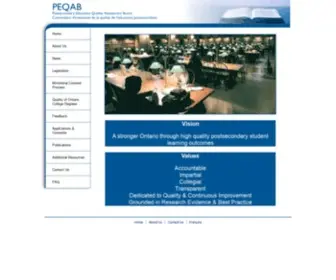 Peqab.ca(Postsecondary education quality assessment board) Screenshot