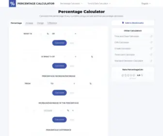 Percentagecalc.net(Use a simple Percentage calculator to calculate the percentage of any numbers. What) Screenshot