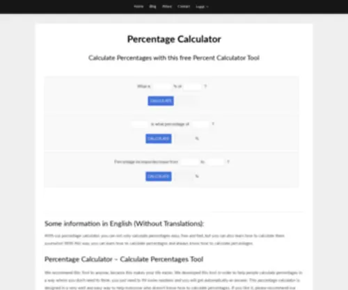 Percentagescalculator.net(Percentage Calculator) Screenshot