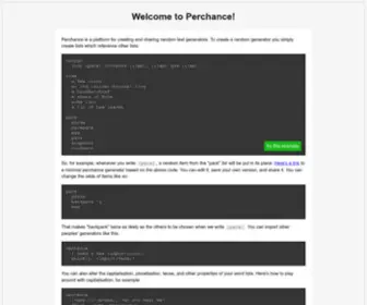 Perchance.org(Create a Random Generator) Screenshot