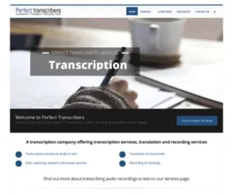 Perfecttranscribers.co.za(Translation and recording services) Screenshot