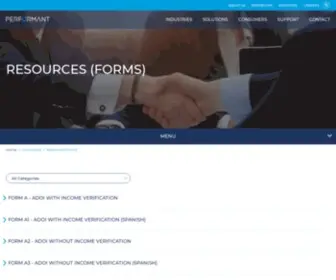 Performantpayments.com(Resources (Forms)) Screenshot