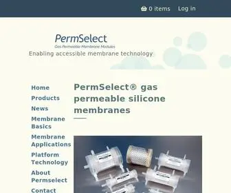 Permselect.com(PermSelect® gas permeable silicone membranes) Screenshot