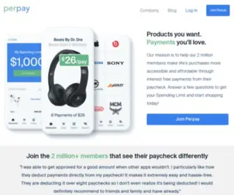 Perpay.com(Shop, Build Credit, Pay Over Time With Your Paycheck) Screenshot