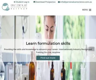 Personalcarescience.com.au(Diplomas in Cosmetic Science) Screenshot