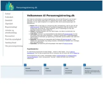 Personregistrering.dk(Forside) Screenshot