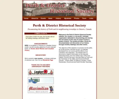 Perthhs.org(Perth & District Historical Society) Screenshot