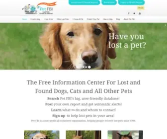 Petfbi.org(Pet FBI is The Free Database and Information Center For Lost and Found Pets) Screenshot