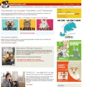 Petfinder.ch(Tiervermittlung und Ratgeber zu Hunden und Katzen) Screenshot