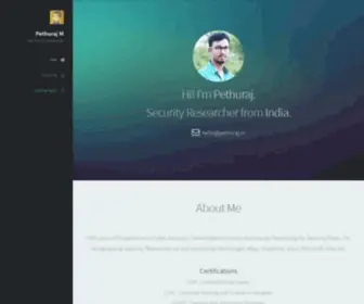 Pethuraj.in(Security Researcher) Screenshot