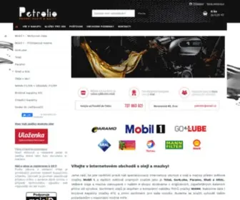 Petrolio.cz(Internetový prodej olejů a maziv značek Mobil 1) Screenshot