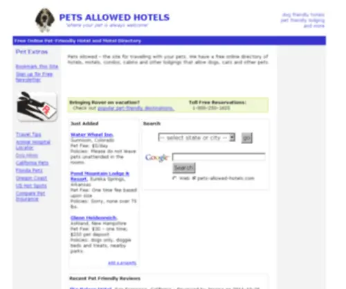 Pets-Allowed-Hotels.com(Pets Allowed Hotels) Screenshot