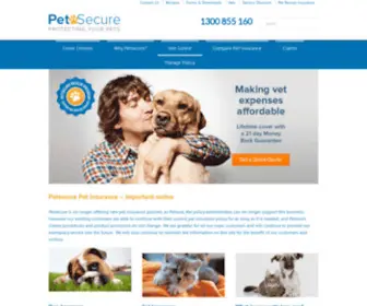 Petsecure.com.au(Pet Insurance by Australia's Most Experienced) Screenshot