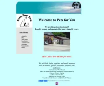 Petsforyou.com(Pets for You fish birds reptiles aquarium Rice Lake Wisconsin) Screenshot