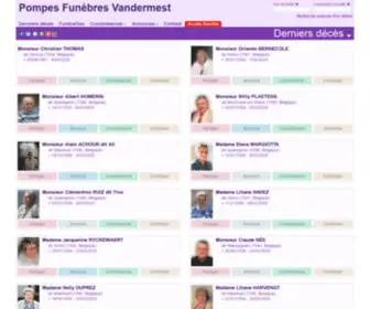 PF-Vandermest.be(Nécrologie Pompes Funèbres Vandermest) Screenshot