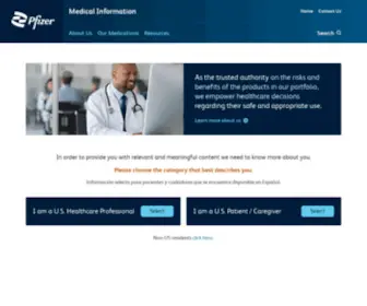 Pfizermedinfo.com(Search Medical Information) Screenshot