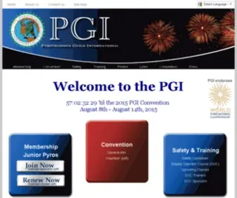 Pgi.org(Pyrotechnics Guild International) Screenshot