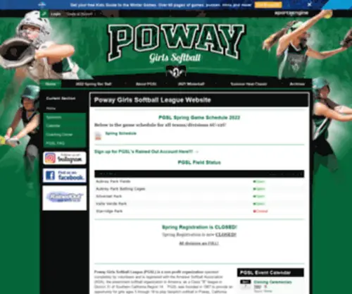 PGSL.org(Poway Girls Softball League) Screenshot