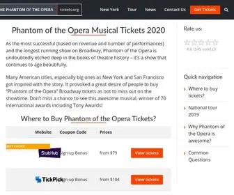 Phantomoperatickets.org(Phantom of the Opera Tickets 2020) Screenshot