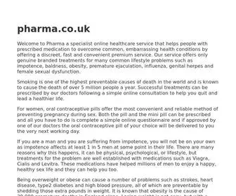 Pharma.co.uk(Online specialist healthcare provider) Screenshot