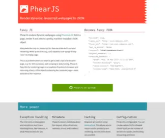 Phear.io(Render dynamic Javascript pages to JSON with PhantomJS) Screenshot