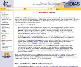 Phidias.us(Pathogen-Host Interaction Data Integration and Analysis System) Screenshot