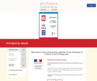 Philfrance-Scholarships.com(The scholarship website of the Embassy of France to the Philippines) Screenshot