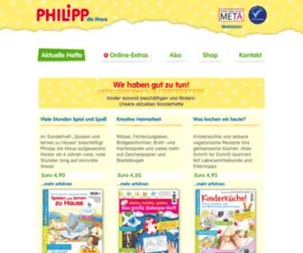 Philipp-Maus.de(Kinderzeitschrift PHILIPP die Maus Aktuelle Hefte) Screenshot