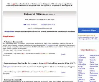 Philippinesembassy.org(EMBASSY LEGALIZATION OF US ISSUED DOCUMENTS TO BE USED IN PHILIPPINES Since Philippines) Screenshot