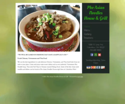 Phoasiannoodleshousecolumbus.com(Pho Asian Noodles House & Grill) Screenshot