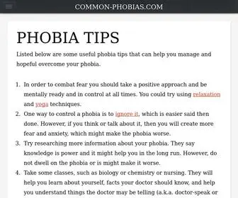 Phobia-Tips.com(Helpful tips for Phobias) Screenshot