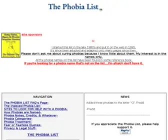 Phobialist.com(The Phobia List) Screenshot