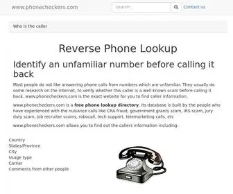 Phonecheckers.com(Lookup Who calls Your Number For Free) Screenshot