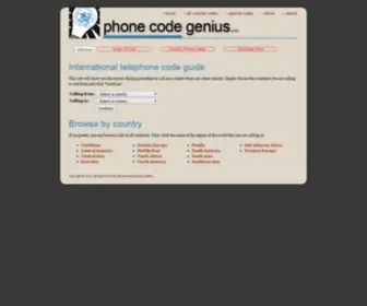 Phonecodegenius.com(Phonecodegenius) Screenshot