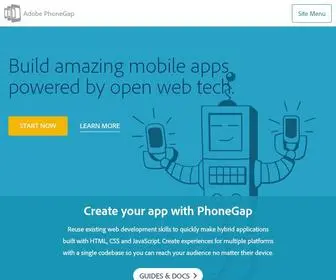 Phonegap.com(Easily create apps using the web technologies you know and love) Screenshot