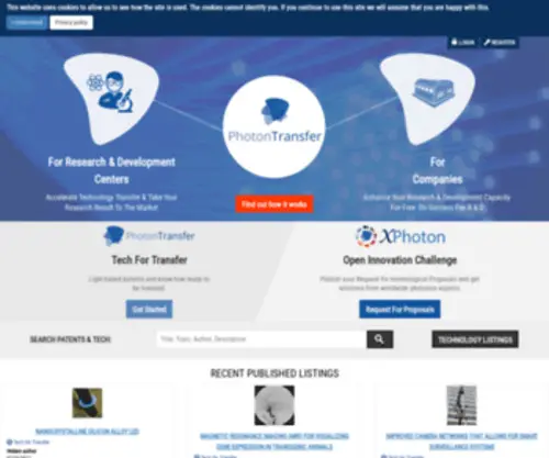 Photontransfer.com(The 1st photonics and technology transfer marketplace) Screenshot