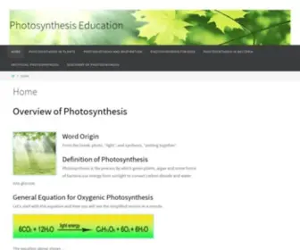 Photosynthesiseducation.com(Overview of Photosynthesis) Screenshot