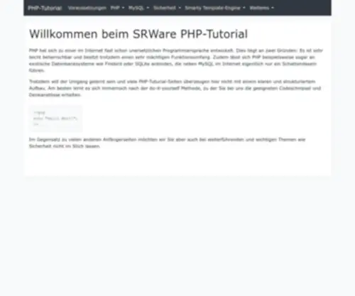 PHP-Lernen.org(SRWare PHP Tutorial) Screenshot