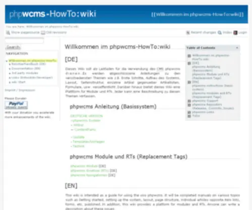 PHPWCMS-Howto.de(Phpwcms Wiki HowTo & CMS) Screenshot